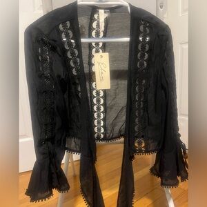 Elan Black Lace Detail Cardigan